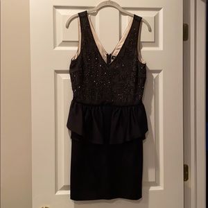 Black beaded peplum dress